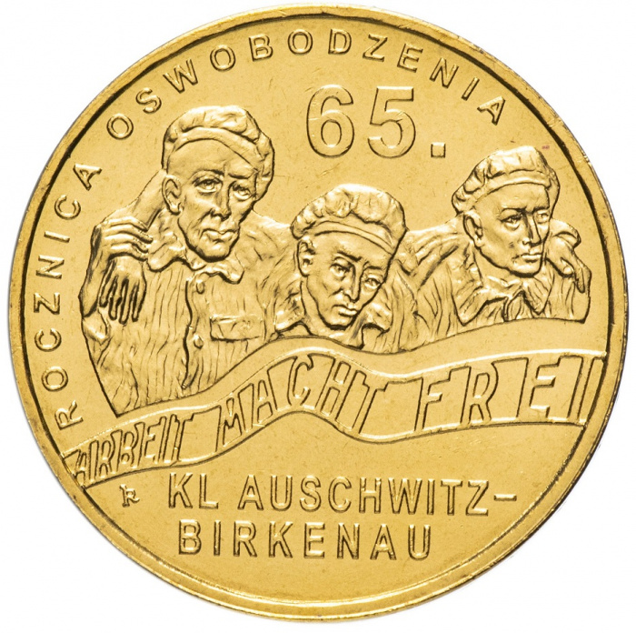 (191) Монета Польша 2010 год 2 злотых &quot;Аушвиц-Биркенау&quot;  Латунь  UNC